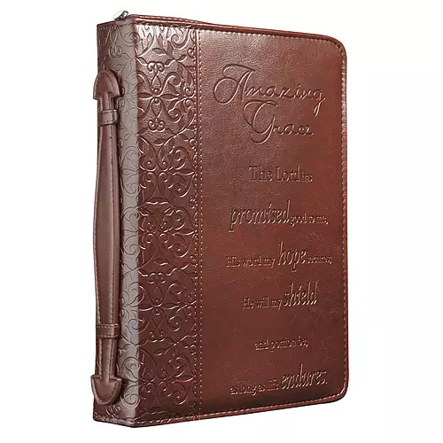 Medium "Amazing Grace" Brown LuxLeather Bible Cover