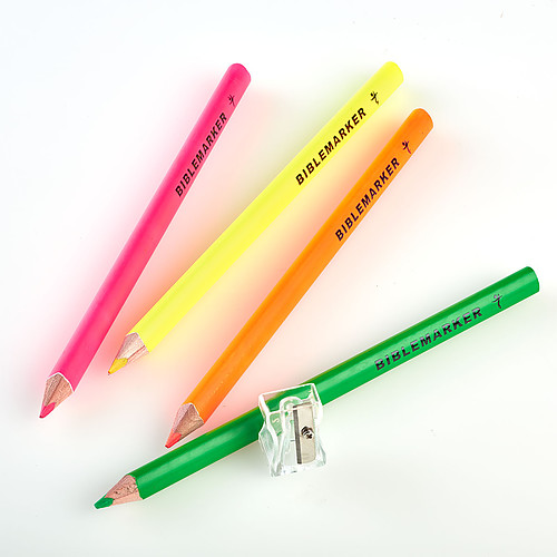 4 Piece Assorted Colors Jumbo Bible Highlighters with Sharpener