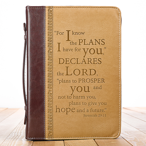 Medium "I Know the Plans" (Tan) Two-tone Bible Cover