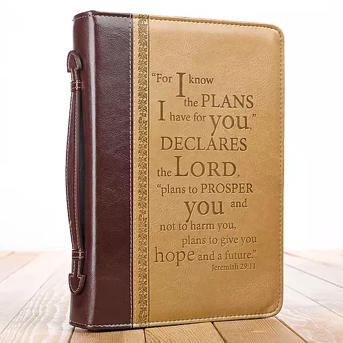 Large "I Know the Plans" Two-Tone Large Bible Cover