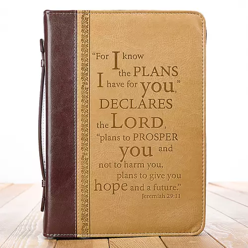 Large "I Know the Plans" Two-Tone Large Bible Cover