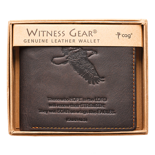 Brown Genuine Leather Wallet - Isaiah 40:31