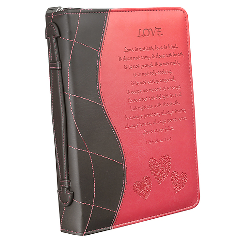 Large "Love" Pink LuxLeather Bible Cover