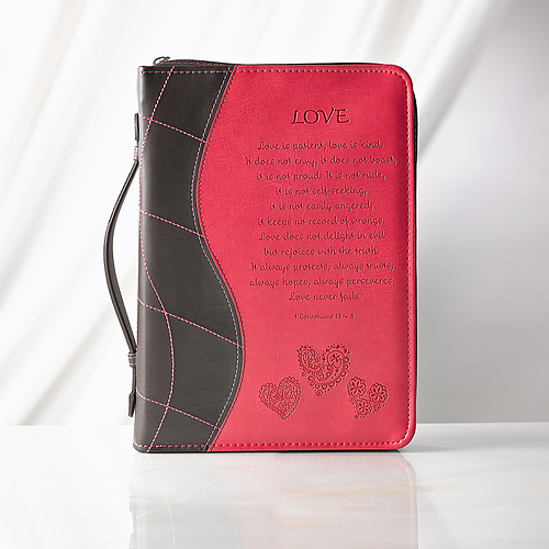 Large "Love" Pink LuxLeather Bible Cover