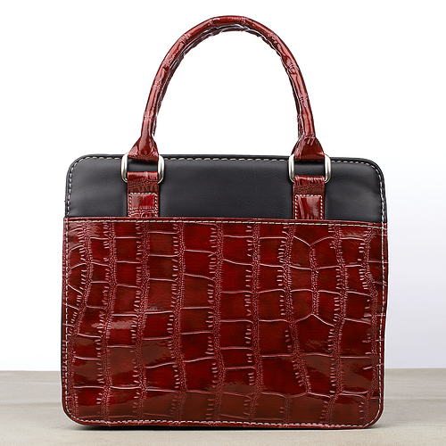 Medium  Cross Burgundy Croc-Embossed Patent Purse-Style Bible Cover,