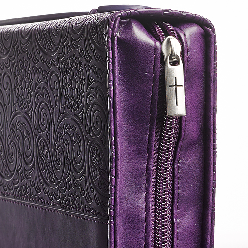 Large Faith Purple Imitation Leather Bible Cover