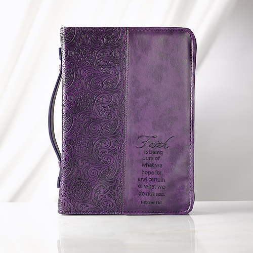 Medium "Faith" Purple LuxLeather Bible Cover