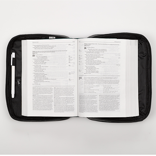 Large Two-Fold Organizer Black Large Size Bible Cover