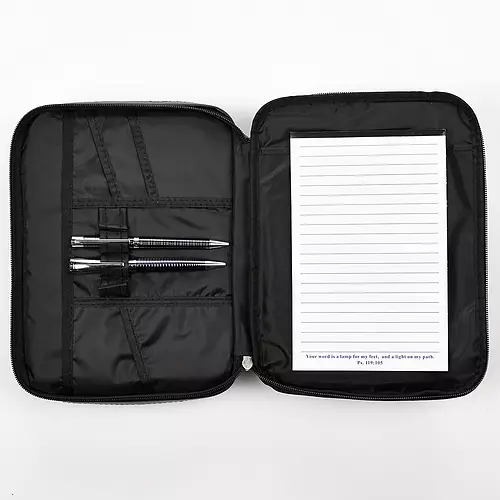 Medium Two-Fold Organizer Black LuxLeather Bible Cover