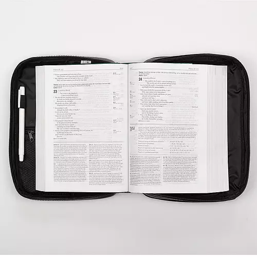 Medium Two-Fold Organizer Black LuxLeather Bible Cover