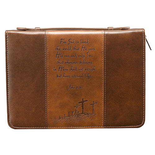 Large John 3:16 (Brown/Tan) Two-tone LuxLeather Bible Cover