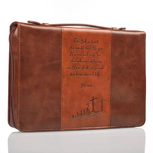 Large John 3:16 (Brown/Tan) Two-tone LuxLeather Bible Cover