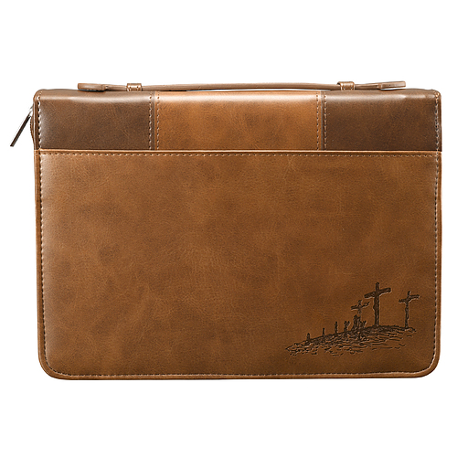 Medium John 3:16 (Brown/Tan) Two-tone LuxLeather Bible Cover