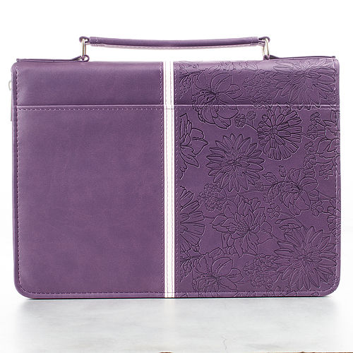 Large "I Know the Plans" Purple Floral Faux Leather Fashion Bible Cover - Jeremiah 29:11