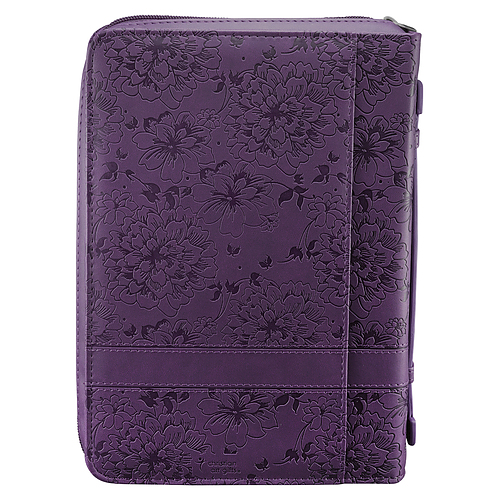 Large Philippians 4:13 Purple Floral LuxLeather Bible Cover