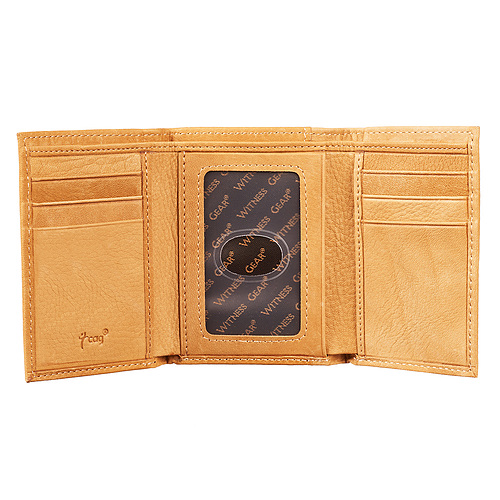 Saddle Tan Genuine Leather Tri-Fold Wallet - Isaiah 40:31