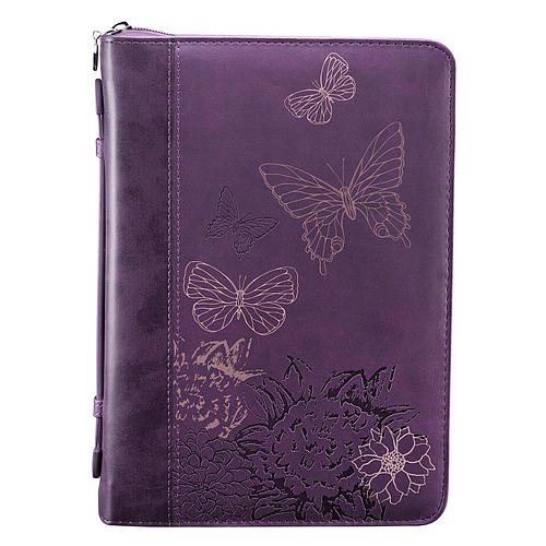 Large  Butterflies (Purple) LuxLeather Bible Cover