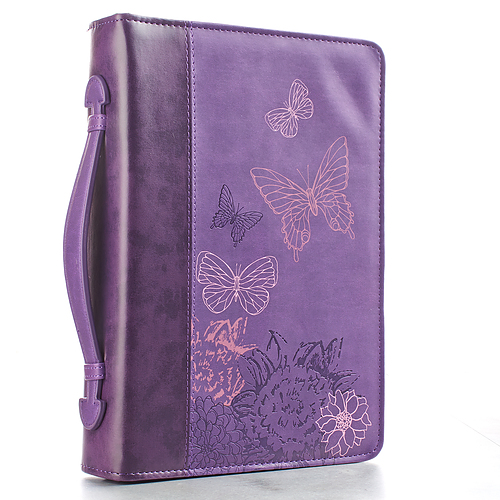 Large  Butterflies (Purple) LuxLeather Bible Cover