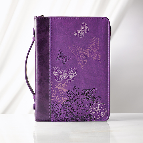 Large  Butterflies (Purple) LuxLeather Bible Cover