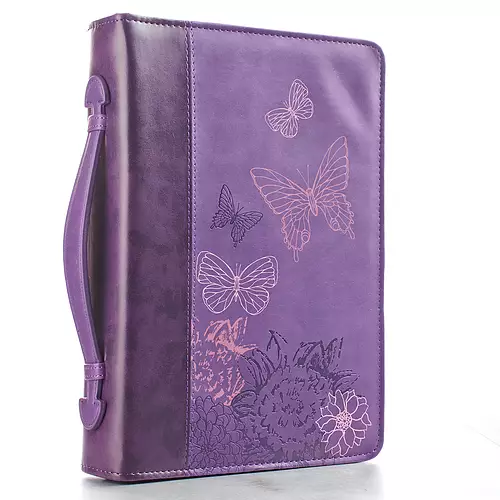 Medium Butterflies Purple LuxLeather Bible Cover