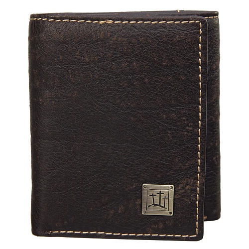 Wallet Leather Brown Crosses Badge