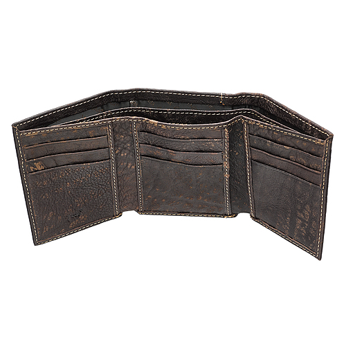 Wallet Leather Brown Crosses Badge