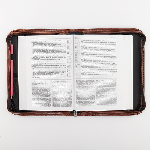 Large "Faith" Badge (Brown) Classic LuxLeather Bible Cover