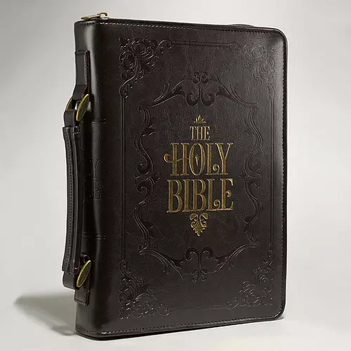 Large The Holy Bible Dark Brown Faux Leather Classic Bible Cover