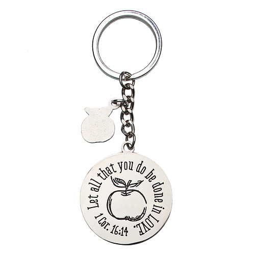 Keychain in Tin Big Heart 1 Cor. 16:14