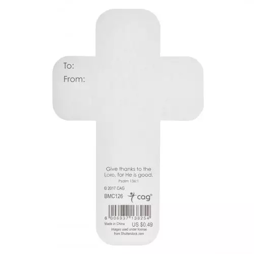 Give Thanks to the Lord Paper Cross Bookmark - Psalm 136:1 (Pack of 12)