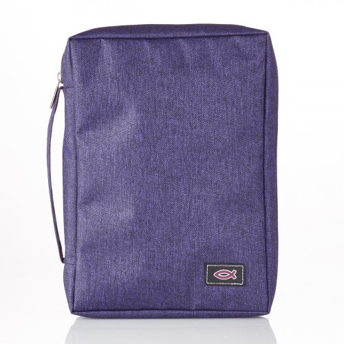 Large Jesus Fish, Purple Canvas Bible Cover