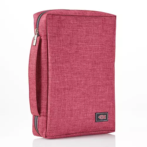 Medium Jesus Fish, Red Canvas Bible Cover