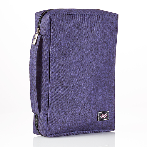 Small Jesus Fish, Purple Canvas Bible Cover