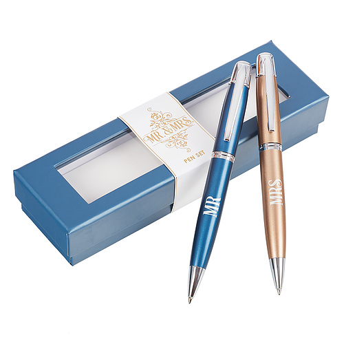 Pen Set in Gift Box Navy/Copper Mr. & Mrs.