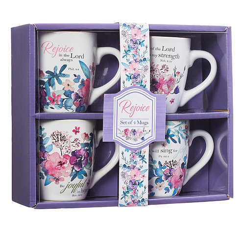 Rejoice Collection Four Piece Ceramic Coffee Mug Set