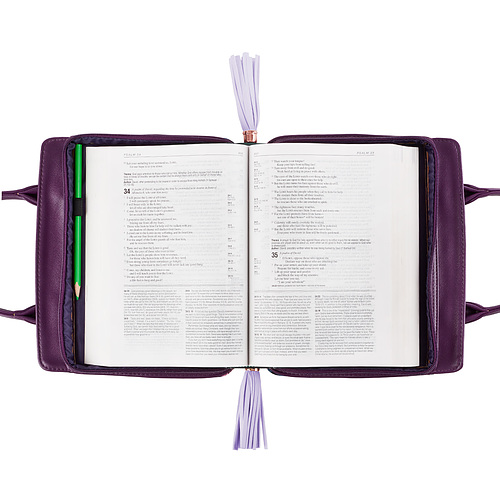 Large Blessed Purse Style Purple Floral Bible Cover