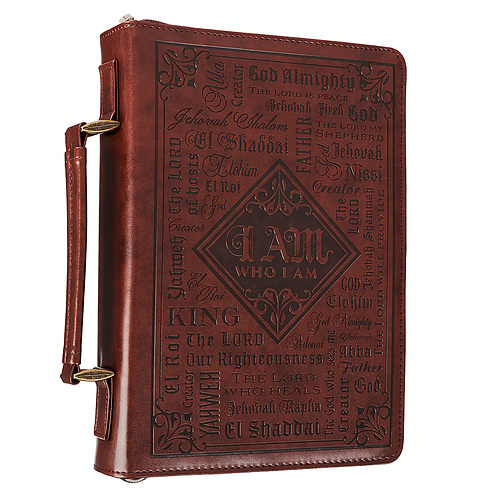 Large "Names of God" Brown Faux Leather Bible Cover