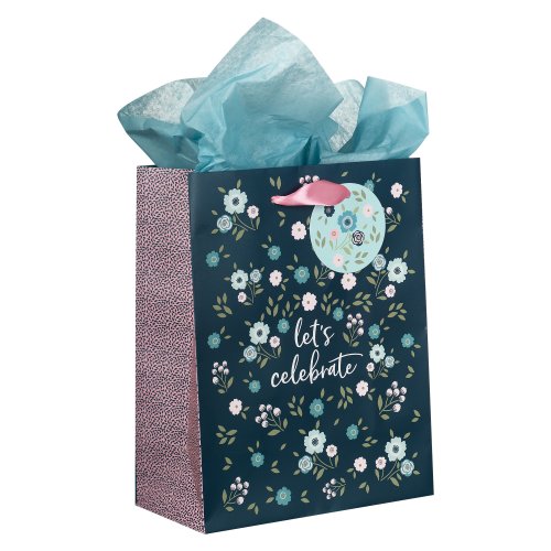 Gift Bag MD Blue/Pink Let's Celebrate Ps. 107:4