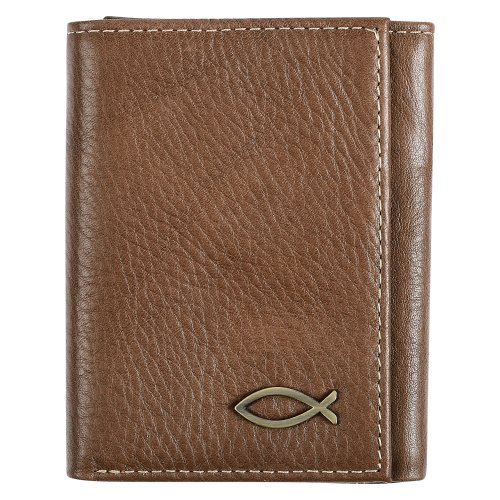 Wallet Leather Brown Ichthus Badge