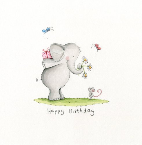 Elephant & Mouse Birthday Card