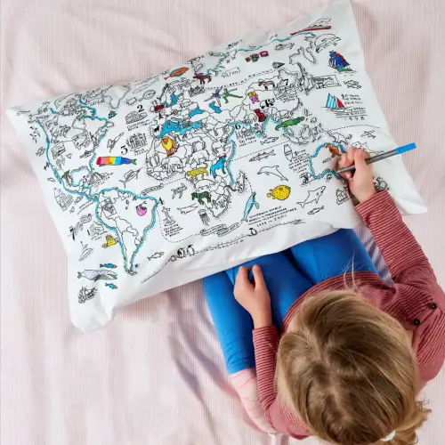 Colour Your Own World Map Pillowcase - Colour in and Learn