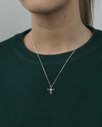 Silver Loop Cross Pendant with CZ Centre