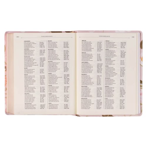 Peach Floral Margo Collection Faux Leather King James Version Note-taking Bible - Proverbs 31:25