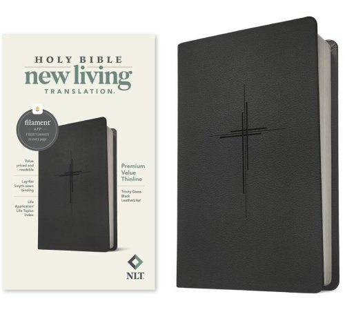 NLT Premium Value Thinline Bible, Filament Enabled (LeatherLike, Trinity Cross Black)