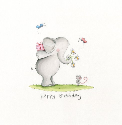 Elephant and Mouse Birthday Single Card