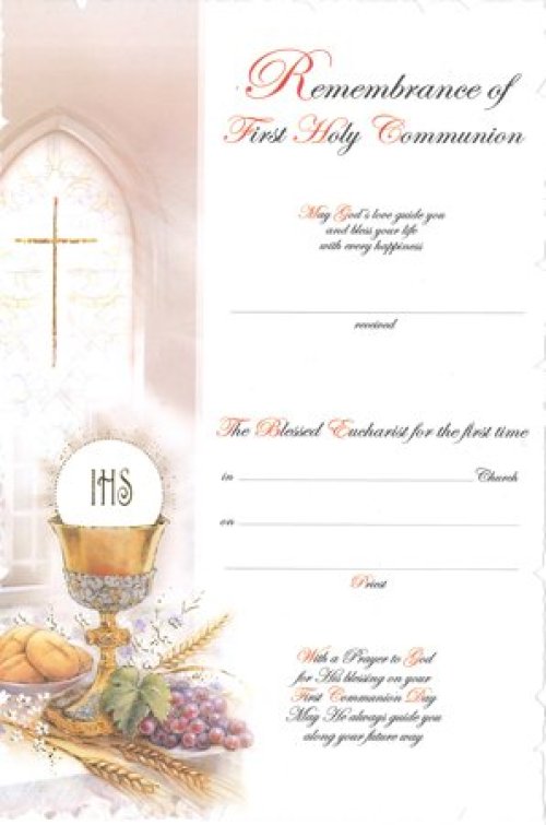 Symbolic White Church Window Communion Certificate