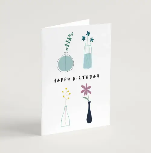 'Happy Birthday' (Stems) A6 Greeting Card with bible verse inside