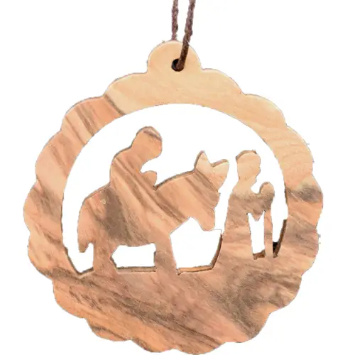 Olive Wood Round Decoration - Journey