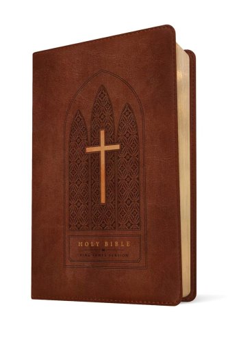 KJV Thinline Reference Bible, Filament Enabled (LeatherLike, Reverent Cross Dark Brown, Red Letter)