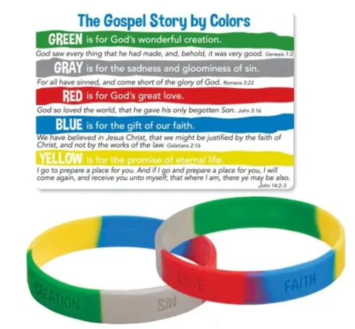 The Gospel Story by Colours Silicone Bracelet & Card (KJV)